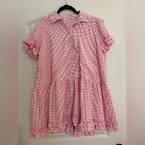Pink Gingham Mini Dress Womens M